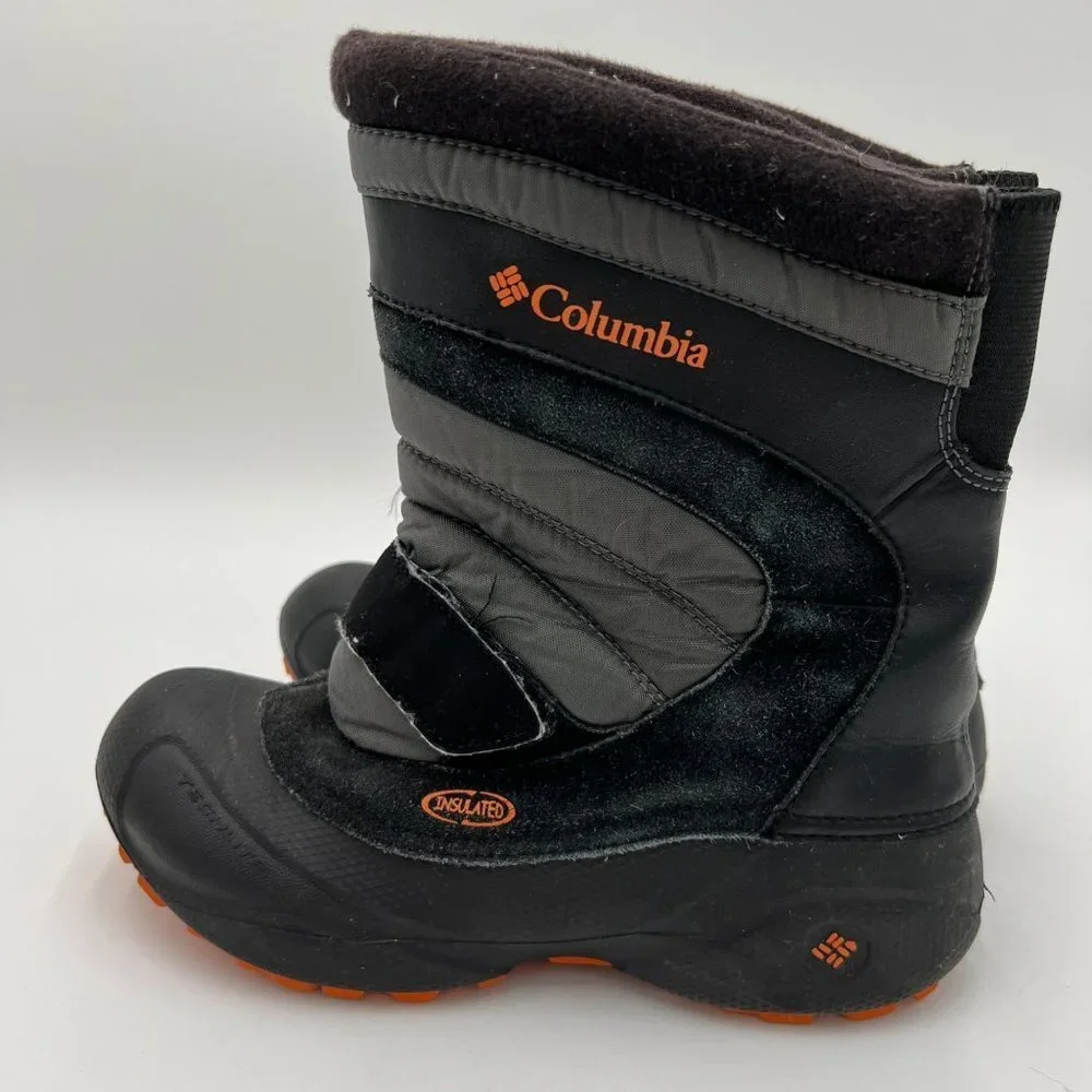 Columbia Techlite Boots Winter Snow Day Black Orange Leather Rubber size 6